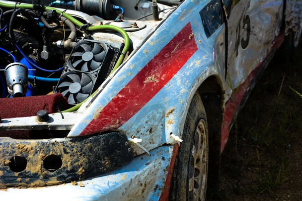 Beaten, dirty car after racing