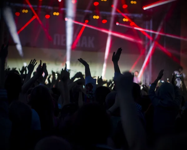 Photo of young people having fun at rock concert, active lifestyle