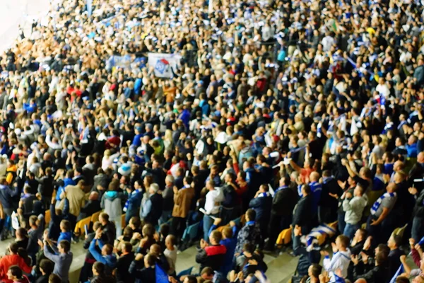 Fan celebrating in the stands at an football game