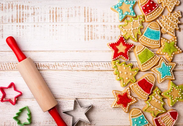 Christmas cookies and rolling pin