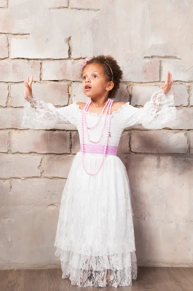 Beautiful african  girl as a little actress. Theatre, acting skills