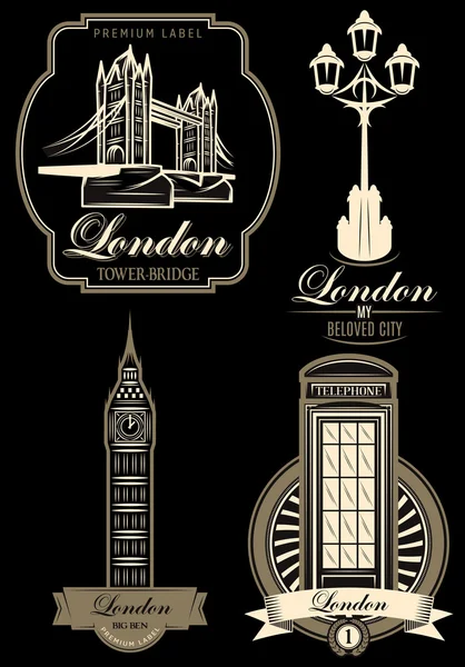 Vector set premium labels from London attractions