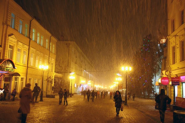 Christmas snow storm at street Bolshaya Porkrovskaya in Nizhny N