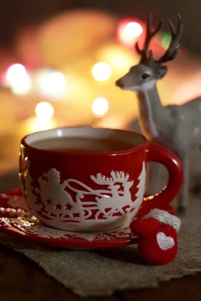 Christmas tea in a red mug