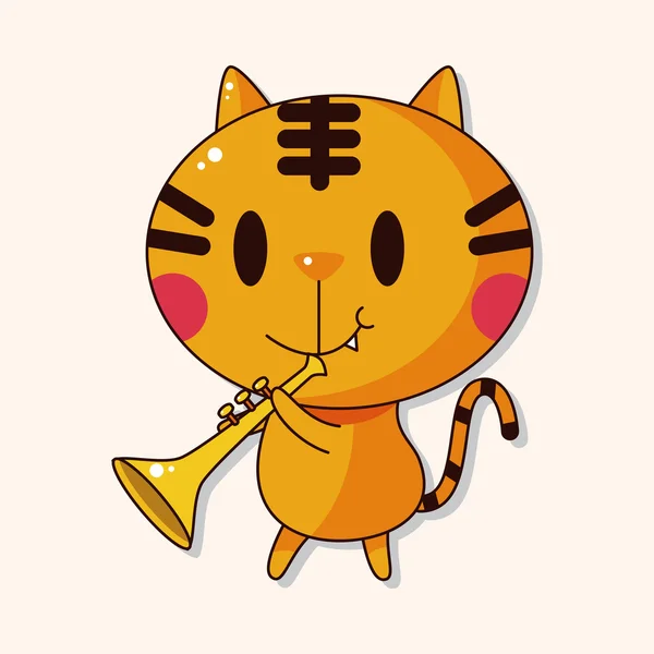 Animal cat playing instrument cartoon theme elements