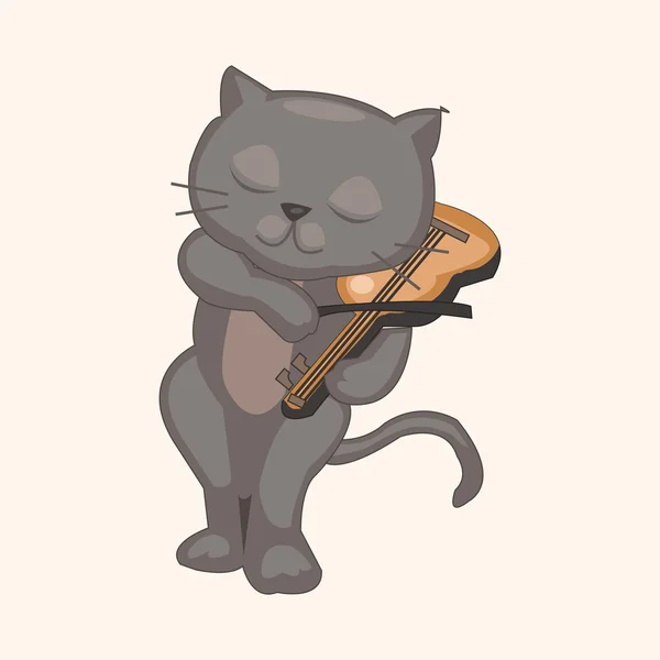 Animal cat playing instrument cartoon theme elements