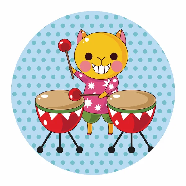 Animal cat playing instrument cartoon theme elements