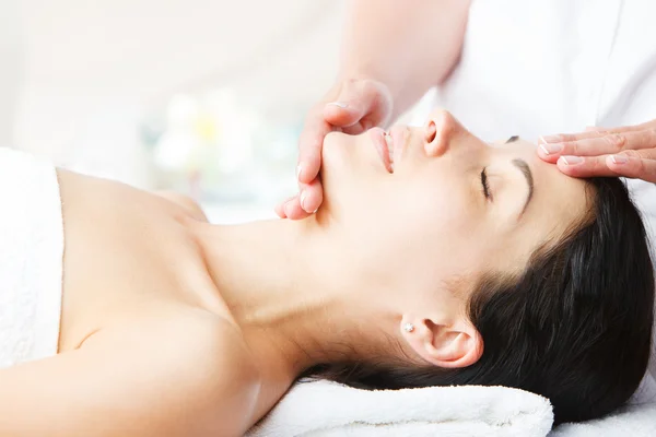 Facial massage at day spa