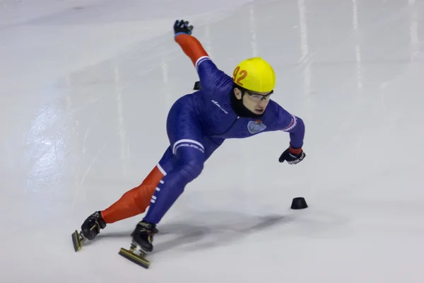 Unidentified speed skater on the Junior short track speed skating championship - Serbia open, December 06, 2015.