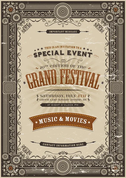 Vintage Retro Festival Poster Background