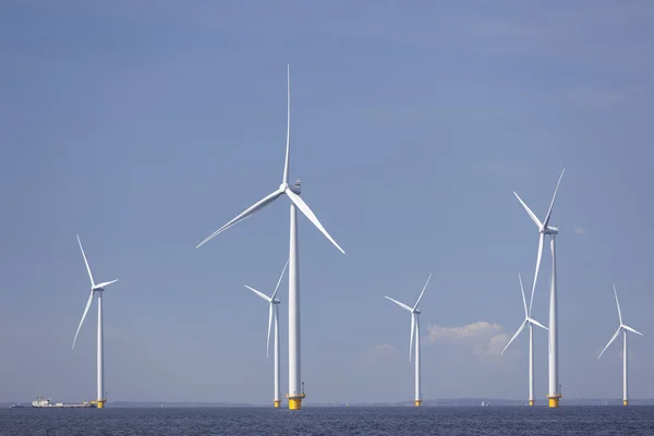 Wind turbines in water of ijsselmeer off the coast of flevoland