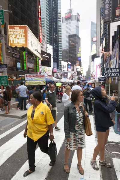 New york city, 12 september 2015: crowd on market in new york ci