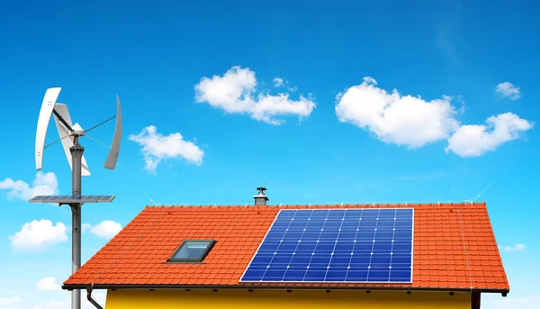 Solar panel on the roof of the house