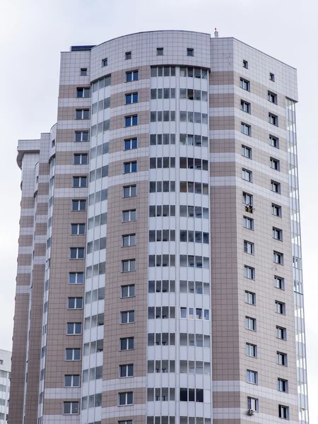 PUSHKINO, RUSSIA, on MARCH 13, 2016. Fragment of a facade of a new apartment house