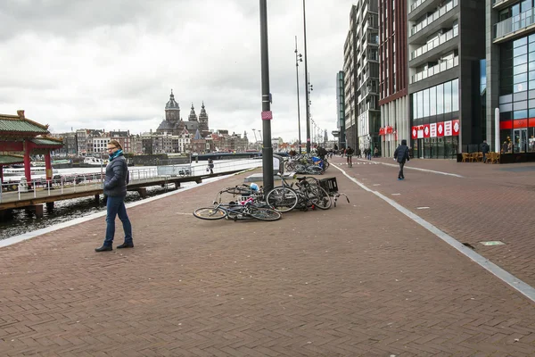 AMSTERDAM, NETHERLANDS on MARCH 27, 2016. City landscape. The bicycle parking