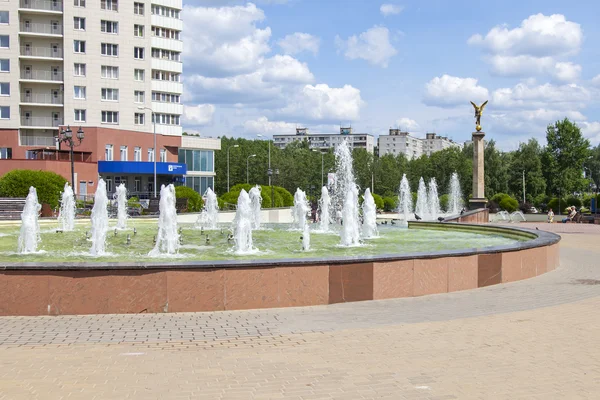 PUSHKINO, RUSSIA, on May 30, 2016. City landscape. A memorial fragment in honor of the fallen soldiers.