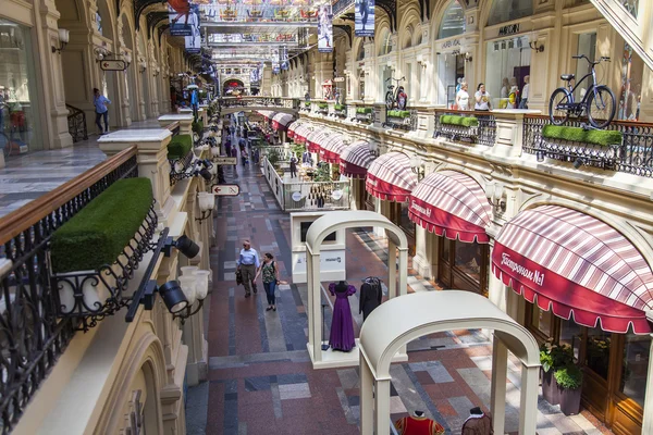 MOSCOW, RUSSIA, on May 31, 2016. Trade gallery of the GUM historical shop at Red Square. Exhibits of a scenic suit within a festival of arts the Cherry wood