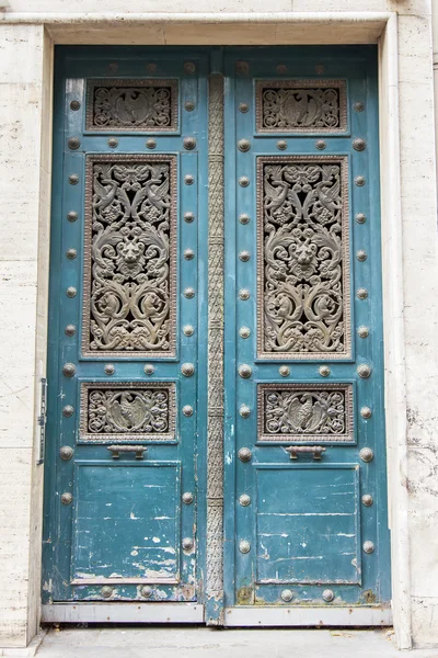 PARIS, FRANCE, on JULY 12, 2016. Typical architectural details of buildings around historical part of the city. Entrance door