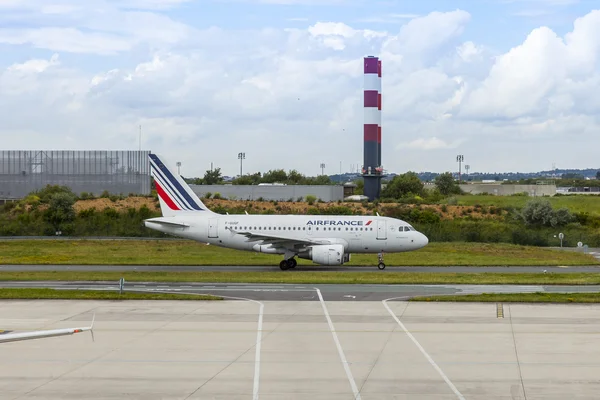 PARIS, FRANCE, on JULY 12, 2016. The plane of Air France airline takes off at the airport Charles de Gaulle