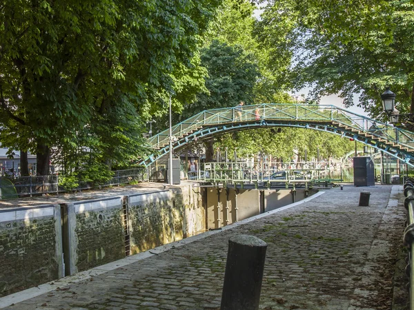 PARIS, FRANCE, on JULY 6, 2016. Saint Martin channel (fr. canal Saint-Martin).