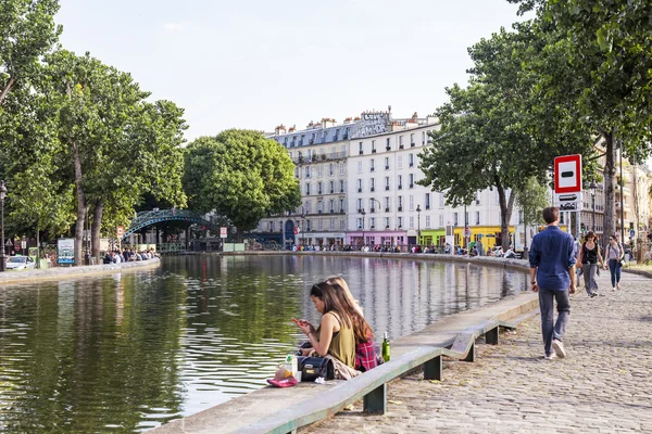 PARIS, FRANCE, on JULY 6, 2016. Saint Martin channel (fr. canal Saint-Martin).