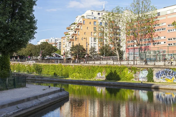 PARIS, FRANCE, on JULY 6, 2016. Saint Martin channel (fr. canal Saint-Martin).