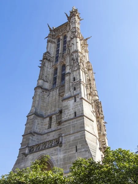 PARIS, FRANCE, on JULY 7, 2016. Tower Seong-Jacques (fr. Tour Saint-Jacques) - one of historical sights. It is constructed in 1523 in style of late Gothic