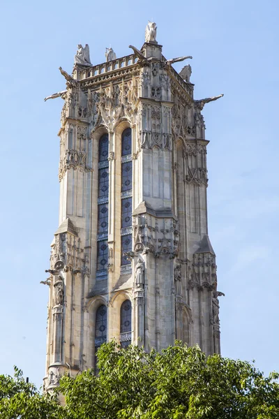 PARIS, FRANCE, on JULY 7, 2016. Tower Seong-Jacques (fr. Tour Saint-Jacques) - one of historical sights. It is constructed in 1523 in style of late Gothic