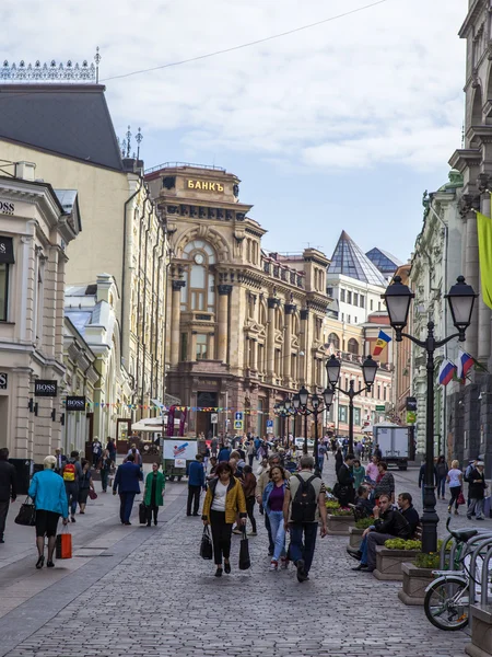 Moscow, Russia, on September 9, 2014. Foot zone in the downtown. Kuznetsky Bridge Street