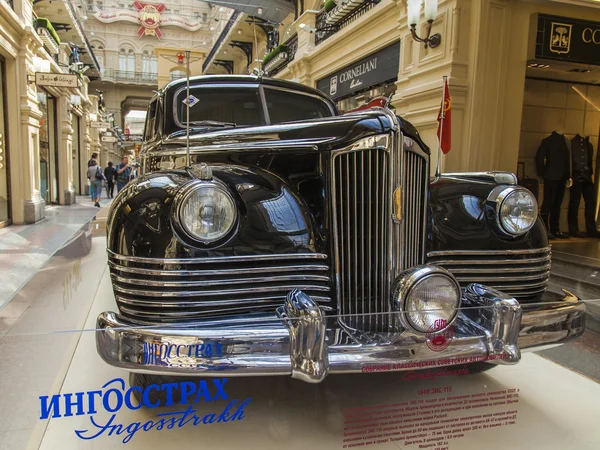 Moscow, Russia, on September 9, 2014. An exhibition of vintage Russian cars in GUM.