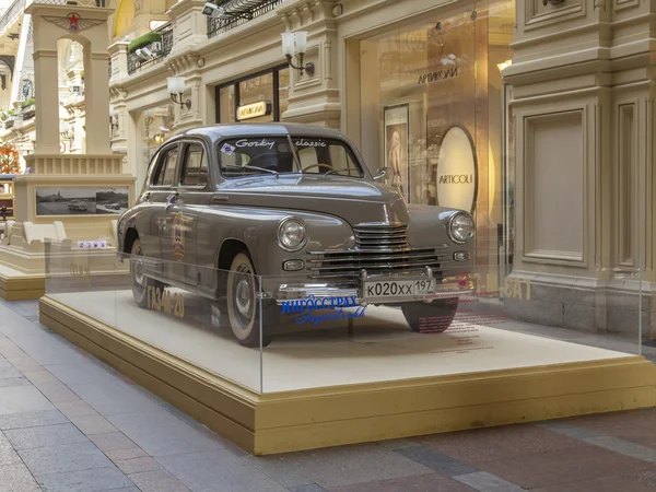 Moscow, Russia, on September 9, 2014. An exhibition of vintage Russian cars in GUM.