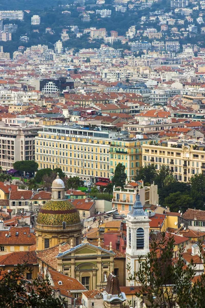 Nice, France, on October 16, 2012. A view of the city from Shatto's hill. Red roofs of the old city