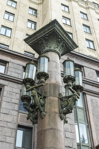 Moscow, Russia, on October 14, 2014. Architectural fragment of a Stalin skyscraper