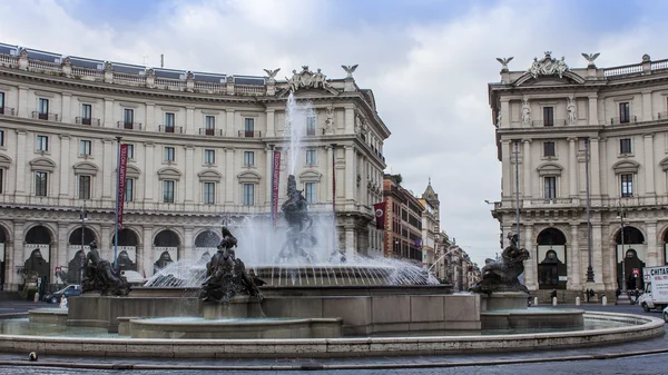 Rome, Italy, on February 21, 2010. The fountain on the square of the Republic