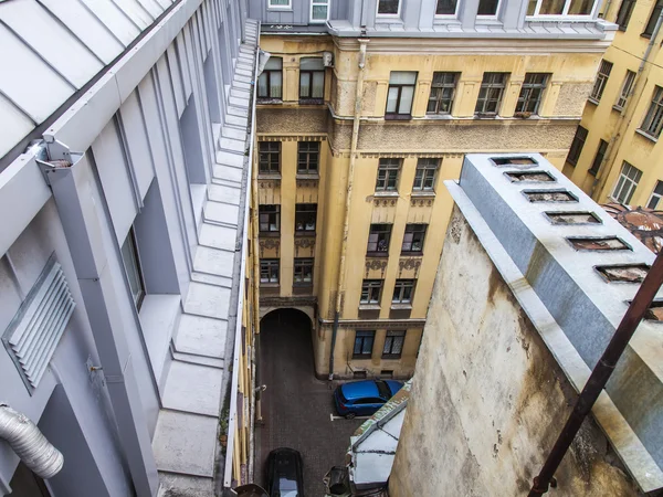 St. Petersburg, Russia, on November 2, 2014. An apartment view from the window to the typical old city yard well