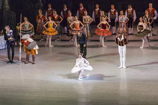 St. Petersburg, Russia, on November 2, 2014. Maryinsky Theater. Ballet dancers stepped on the stage after the end of a performance Don Quixote