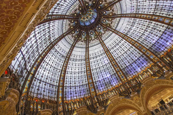 Paris, France, on April 30, 2013. A glass dome in modernist style of the flagman Gallery shop Lafayette, the author Jacques Gruber.