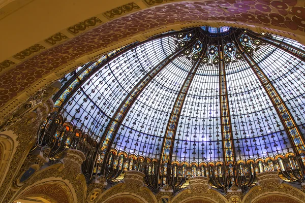 Paris, France, on April 30, 2013. A glass dome in modernist style of the flagman Gallery shop Lafayette, the author Jacques Gruber.