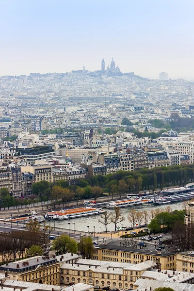 Paris, France, on March 27, 2011. A view of the city from the Eiffel Tower in the early foggy morning