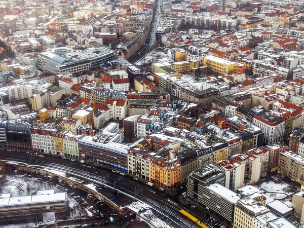 Berlin, Germany, on February 20, 2013. City landscape. Bird\'s-eye view in the winter cloudy afternoon