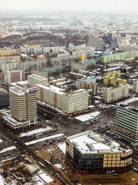 Berlin, Germany, on February 20, 2013. City landscape. Bird\'s-eye view in the winter cloudy afternoon