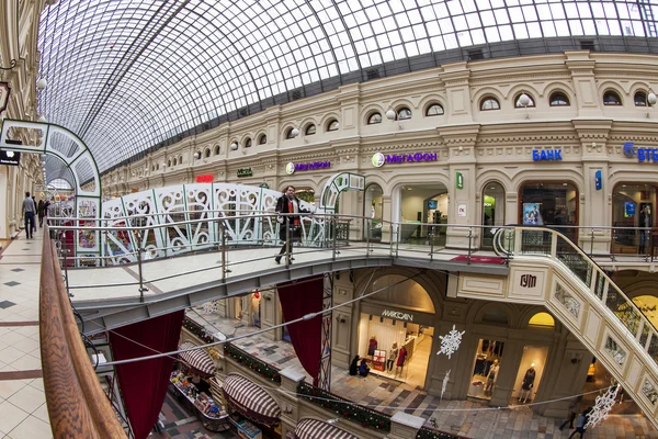 Moscow, Russia, on January 20, 2014. GUM shop trading floor of by fisheye view. The GUM is historical sight of Moscow and the recognized center of shopping
