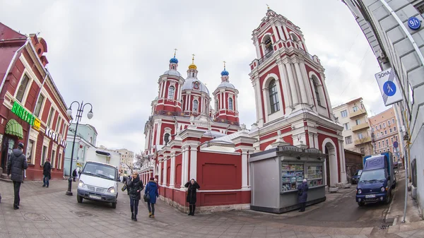Moscow, Russia, on January 20, 2014. The temple of the hieromartyr Kliment of the Pope in Moscow, a monument of the Russian architecture of the XVIII century of by fisheye view