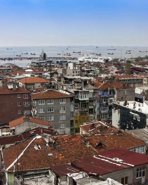 Istanbul, Turkey. April 28, 2011. A view of houses on the bank of the Bosphorus. Urban roofs.