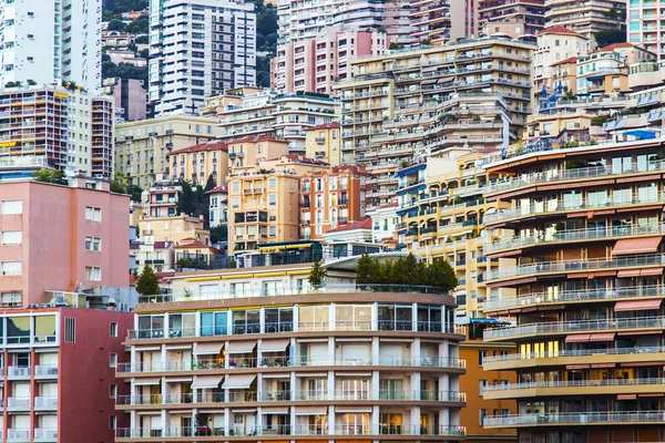 Principality of Monaco, France, on October 16, 2012. A view of the residential areas on a slope of mountains at sunset