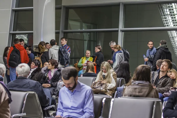Moscow, Russia, on March 6, 2015. People expect boarding in the plane in the terminal D of the international airport Sheremetyevo