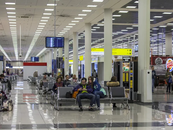 Moscow, Russia, on March 6, 2015. The hall of departures in the terminal D of the international airport Sheremetyevo