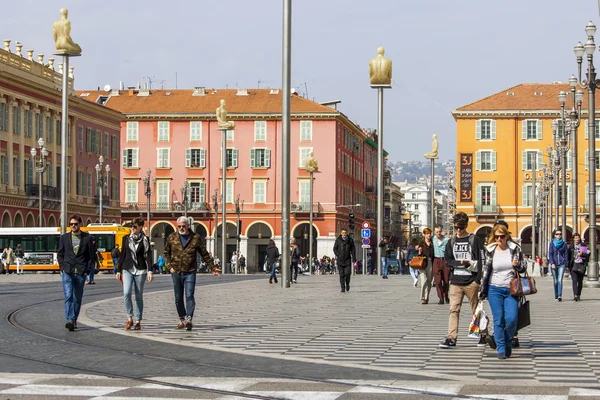 Nice, France, on March 13, 2015. Architectural complex of Victor Massena Square, central square of the city