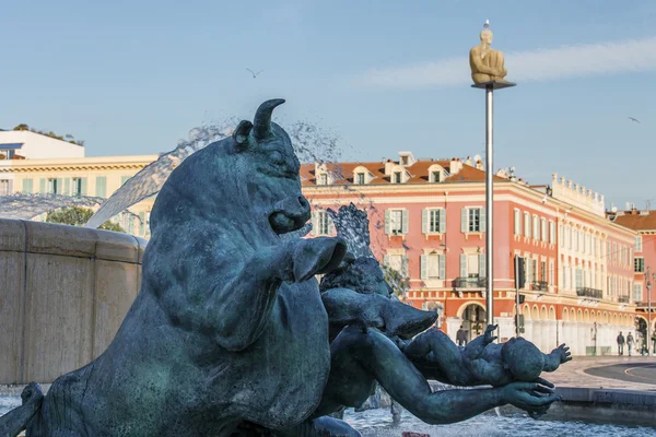 Nice, France, on March 7, 2015. An architectural fragment of the fountain on Massen Massena Square