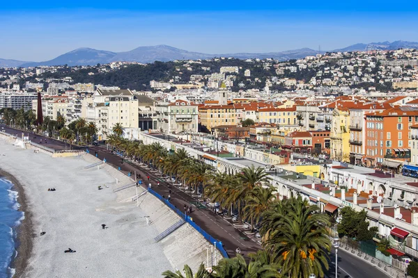 Nice, France, on March 7, 2015. The top view on Promenade des Anglais, the most known city streets